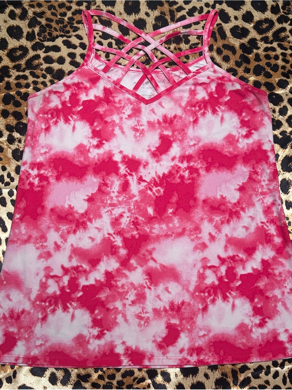 Eye Candy Pink Tie Dye Lattice Cage Strappy Tank Top